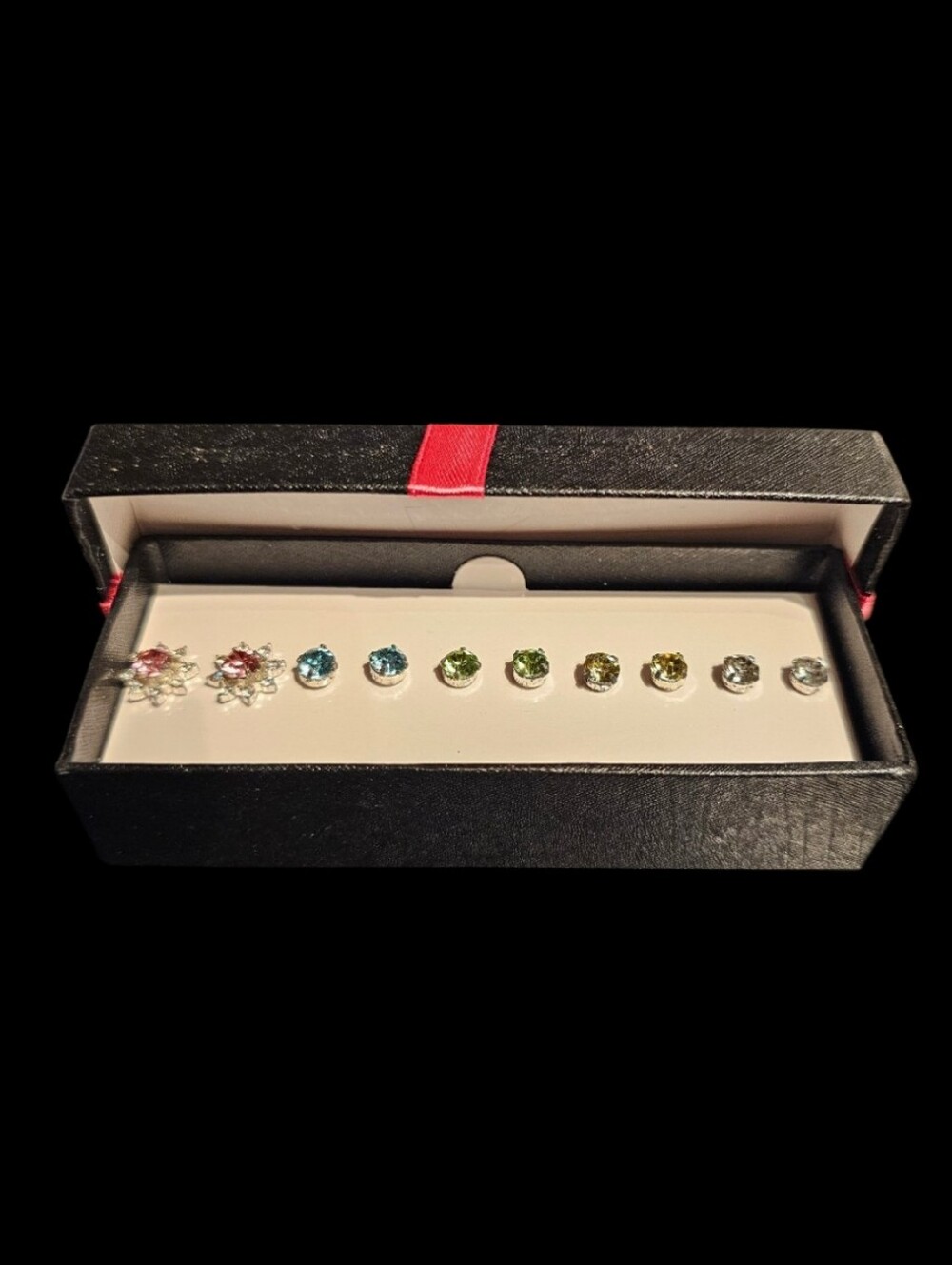Avon Floral Jacket Multicolor Crystal Rhinestone Stud Earrings